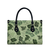 Vesuvian Green Aloha Hawaii Hibiscus Orchid Seamless Leather Bag
