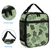 Vesuvian Green Aloha Hawaii Hibiscus Orchid Seamless Lunch Bag