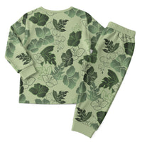 Vesuvian Green Aloha Hawaii Hibiscus Orchid Seamless Christmas Pajama Set