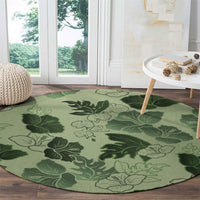 Vesuvian Green Aloha Hawaii Hibiscus Orchid Seamless Round Carpet