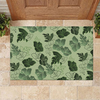 Vesuvian Green Aloha Hawaii Hibiscus Orchid Seamless Rubber Doormat