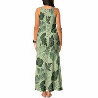 Vesuvian Green Aloha Hawaii Hibiscus Orchid Seamless Tank Maxi Dress
