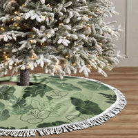 Vesuvian Green Aloha Hawaii Hibiscus Orchid Seamless Tree Skirt