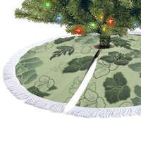 Vesuvian Green Aloha Hawaii Hibiscus Orchid Seamless Tree Skirt