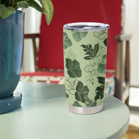 Vesuvian Green Aloha Hawaii Hibiscus Orchid Seamless Tumbler Cup