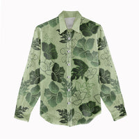 Vesuvian Green Aloha Hawaii Hibiscus Orchid Seamless Women Casual Shirt