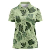 Vesuvian Green Aloha Hawaii Hibiscus Orchid Seamless Women Polo Shirt