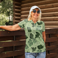 Vesuvian Green Aloha Hawaii Hibiscus Orchid Seamless Women Polo Shirt