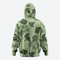 Vesuvian Green Aloha Hawaii Hibiscus Orchid Seamless Zip Hoodie