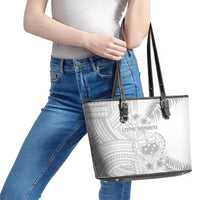 Samoa White Sunday Leather Tote Bag Manuia le Aso Sa o Tamaiti Polynesian Plumeria LT14 - Polynesian Pride