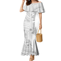 Samoa White Sunday Mermaid Dress Manuia le Aso Sa o Tamaiti Polynesian Plumeria LT14 Women White - Polynesian Pride