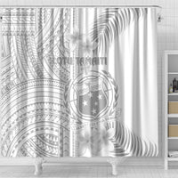 Samoa White Sunday Shower Curtain Manuia le Aso Sa o Tamaiti Polynesian Plumeria LT14 - Polynesian Pride