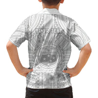 personalised-samoa-white-sunday-family-matching-off-shoulder-long-sleeve-dress-and-hawaiian-shirt-manuia-le-aso-sa-o-tamaiti-polynesian-plumeria