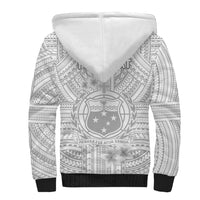 Personalised Samoa White Sunday Sherpa Hoodie Manuia le Aso Sa o Tamaiti Polynesian Plumeria LT14 - Polynesian Pride