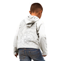 Samoa White Sunday Kid Hoodie Lotu Tamaiti 2023 With Coat Of Arms LT14 - Polynesian Pride