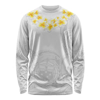 Samoa White Sunday Long Sleeve Shirt Lotu Tamaiti 2023 With Coat Of Arms LT14 Unisex White - Polynesian Pride