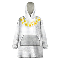 Samoa White Sunday Wearable Blanket Hoodie Lotu Tamaiti 2023 With Coat Of Arms LT14 One Size White - Polynesian Pride