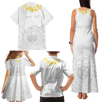 Personalised Samoa White Sunday Family Matching Tank Maxi Dress and Hawaiian Shirt Lotu Tamaiti 2023 With Coat Of Arms LT14 - Polynesian Pride