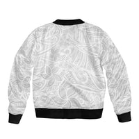 Polynesia White Sunday Bomber Jacket Polynesian Pattern With Tropical Flowers LT14 - Polynesian Pride