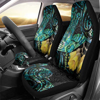 New Zealand Fantail Bird Car Seat Cover Maori Piwakawaka Kowhai - Paua Shell Pattern