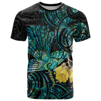 New Zealand Fantail Bird T Shirt Maori Piwakawaka Kowhai - Paua Shell Pattern