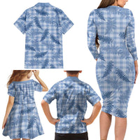 Blue Palaka Hawaii Palapalai Family Matching Long Sleeve Bodycon Dress and Hawaiian Shirt Hawaiian Fern LT14 - Polynesian Pride