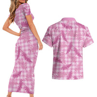 Purple Palaka Hawaii Palapalai Couples Matching Short Sleeve Bodycon Dress and Hawaiian Shirt Hawaiian Fern LT14 - Polynesian Pride