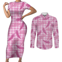 Purple Palaka Hawaii Palapalai Couples Matching Short Sleeve Bodycon Dress and Long Sleeve Button Shirt Hawaiian Fern LT14 Purple - Polynesian Pride