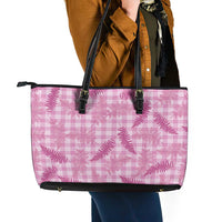 Purple Palaka Hawaii Palapalai Leather Tote Bag Hawaiian Fern - Polynesian Pride