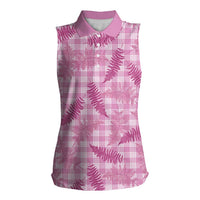 Purple Palaka Hawaii Palapalai Women Sleeveless Polo Shirt Hawaiian Fern LT14 Female Purple - Polynesian Pride