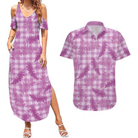 Pink Palaka Hawaii Palapalai Couples Matching Summer Maxi Dress and Hawaiian Shirt Hawaiian Fern LT14 Pink - Polynesian Pride