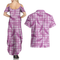 Pink Palaka Hawaii Palapalai Couples Matching Summer Maxi Dress and Hawaiian Shirt Hawaiian Fern LT14 - Polynesian Pride