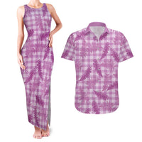Pink Palaka Hawaii Palapalai Couples Matching Tank Maxi Dress and Hawaiian Shirt Hawaiian Fern LT14 Pink - Polynesian Pride