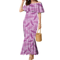 Pink Palaka Hawaii Palapalai Family Matching Mermaid Dress and Hawaiian Shirt Hawaiian Fern LT14 Mom's Dress Pink - Polynesian Pride