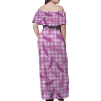Pink Palaka Hawaii Palapalai Family Matching Off Shoulder Maxi Dress and Hawaiian Shirt Hawaiian Fern LT14 - Polynesian Pride