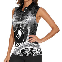 FSM Yap Day Women Sleeveless Polo Shirt 2025 Wa'ab Micronesia Black Color