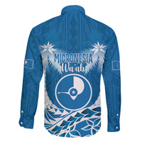 FSM Yap Day Family Matching Off The Shoulder Long Sleeve Dress and Hawaiian Shirt 2025 Wa'ab Micronesia Flag Color