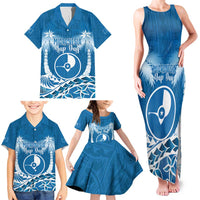 FSM Yap Day Family Matching Tank Maxi Dress and Hawaiian Shirt 2025 Wa'ab Micronesia Flag Color