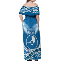 FSM Yap Day Off Shoulder Maxi Dress 2025 Wa'ab Micronesia Flag Color