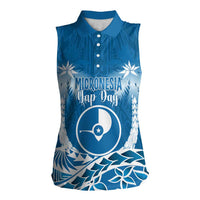FSM Yap Day Women Sleeveless Polo Shirt 2025 Wa'ab Micronesia Flag Color