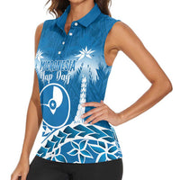 FSM Yap Day Women Sleeveless Polo Shirt 2025 Wa'ab Micronesia Flag Color