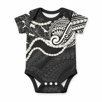Aloha Hawaii Kalo Pikake Lei Baby Onesie Chest Tattoo Black Hawaiian Pattern