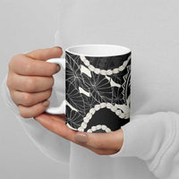 Aloha Hawaii Kalo Pikake Lei Ceramic Mug Chest Tattoo Black Hawaiian Pattern