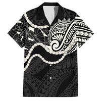 Aloha Hawaii Kalo Pikake Lei Family Matching Tank Maxi Dress and Hawaiian Shirt Chest Tattoo Black Hawaiian Pattern LT14 Dad's Shirt - Short Sleeve Black - Polynesian Pride