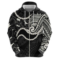 Aloha Hawaii Kalo Pikake Lei Hoodie Chest Tattoo Black Hawaiian Pattern