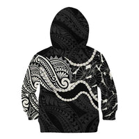 Aloha Hawaii Kalo Pikake Lei Kid Hoodie Chest Tattoo Black Hawaiian Pattern