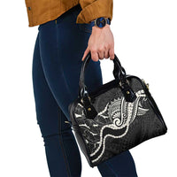 Aloha Hawaii Kalo Pikake Lei Shoulder Handbag Chest Tattoo Black Hawaiian Pattern