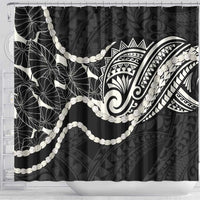 Aloha Hawaii Kalo Pikake Lei Shower Curtain Chest Tattoo Black Hawaiian Pattern