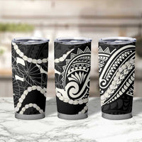 Aloha Hawaii Kalo Pikake Lei Tumbler Cup Chest Tattoo Black Hawaiian Pattern