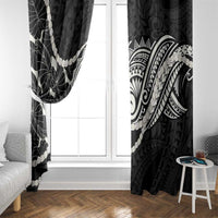 Aloha Hawaii Kalo Pikake Lei Window Curtain Chest Tattoo Black Hawaiian Pattern